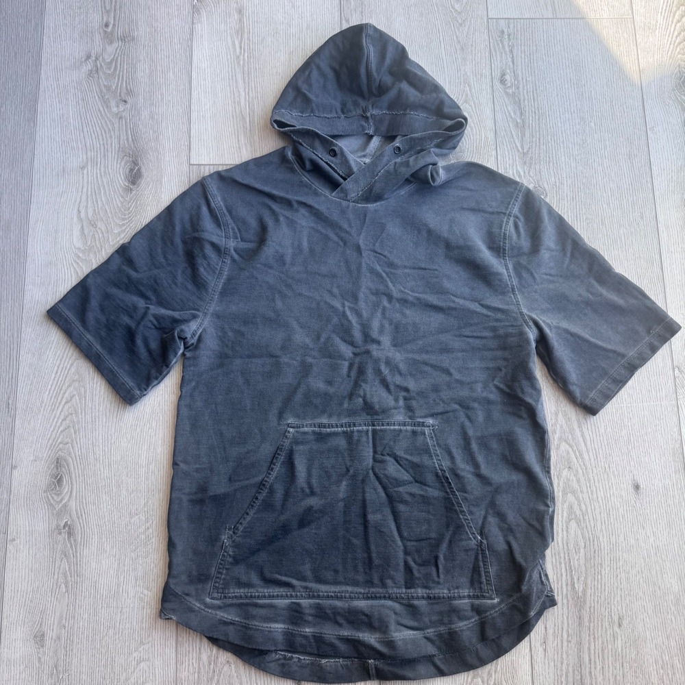 Tavik Mens Short Sleeve Hoodie Washed Black Cotton Sweatshirt Medium